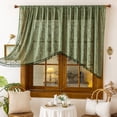 thumbnail image 6 of Sunyuer Dark Green Sheer Valance Curtain for Windows, Rustic Floral Muted Green Window Lace Curtain, Rod Pocket Light Filtering Valance, 1 Panel, 6 of 8