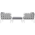thumbnail image 3 of Modway Harmony 3 Piece Outdoor Patio Aluminum Sectional Sofa Set in White Gray, 3 of 6