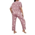 thumbnail image 2 of Women's Plus Size Print Pajama Set Short Sleeve Tee With long Pants 1XL, 2 of 4