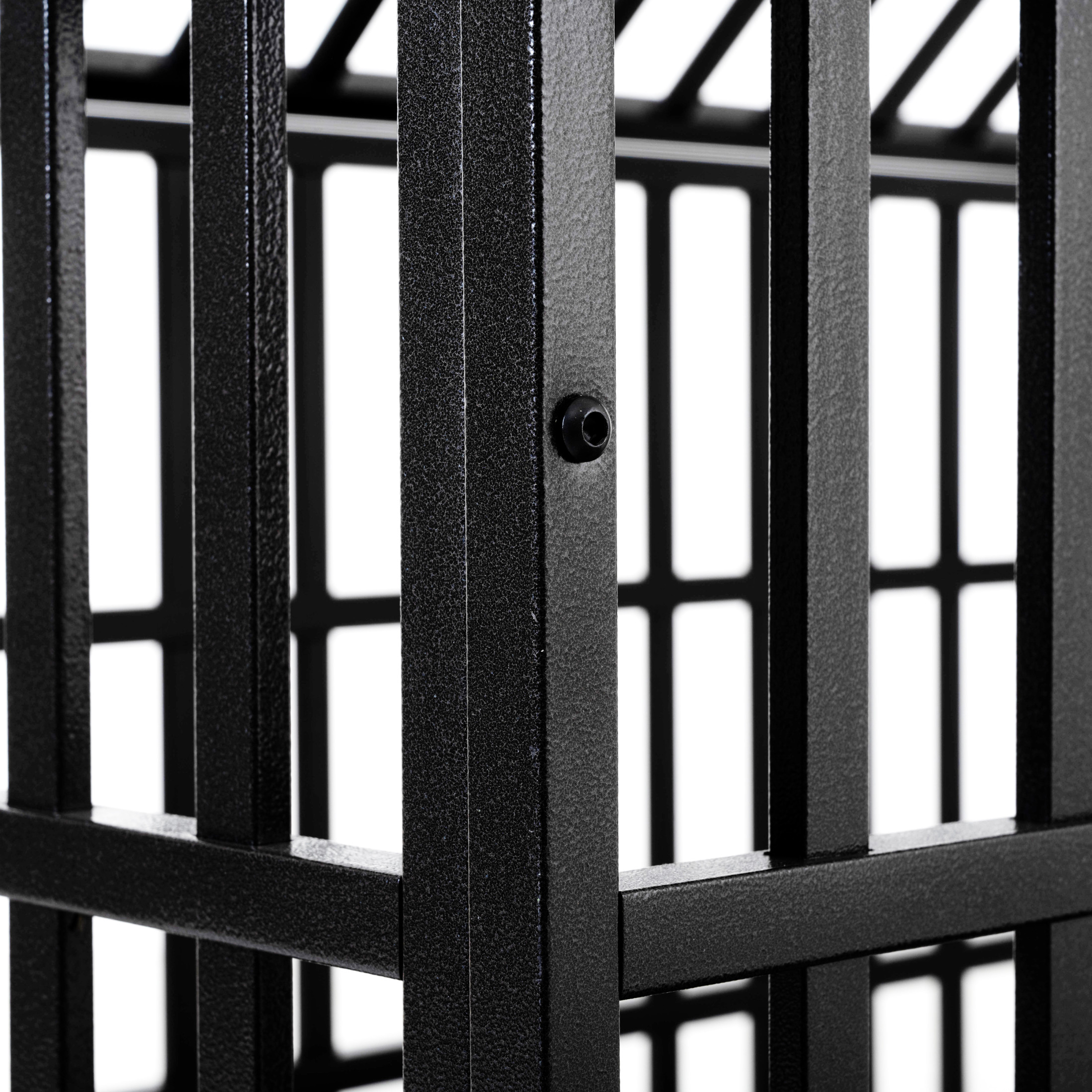 Noble House 52" Heavy Duty Dog Crate with Wheels, Large Metal Dog Kennel with Double Doors and Removable Trays, Black, Black