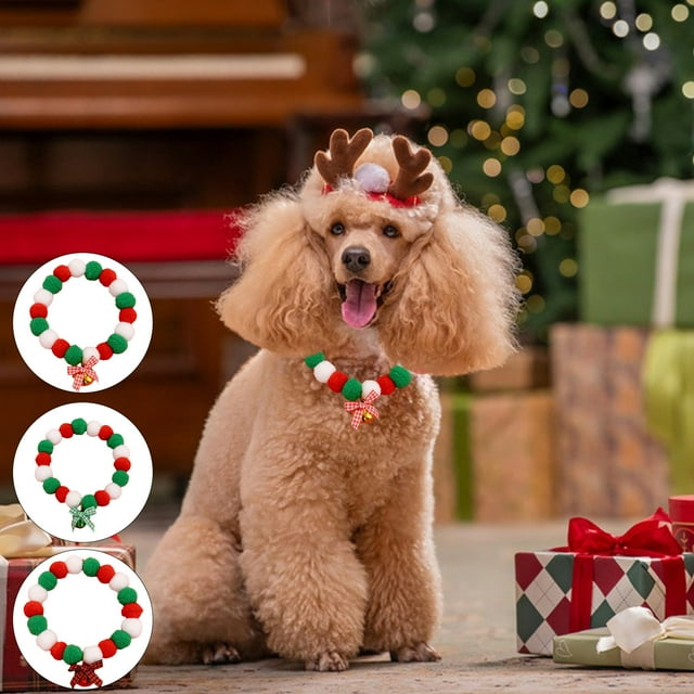 Collares de Bola con Lazo para Perros Pequeños y Medianos | Decoración Festiva para Navidad E Invierno | Plástico Multicolor | Tamaño: 25-30 Cm | Peso: 10 G | Regalo Ideal para Amantes de Las Mascota