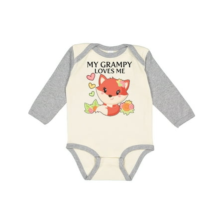 

Inktastic My Grampy Loves Me- Little Fox Gift Baby Boy or Baby Girl Long Sleeve Bodysuit