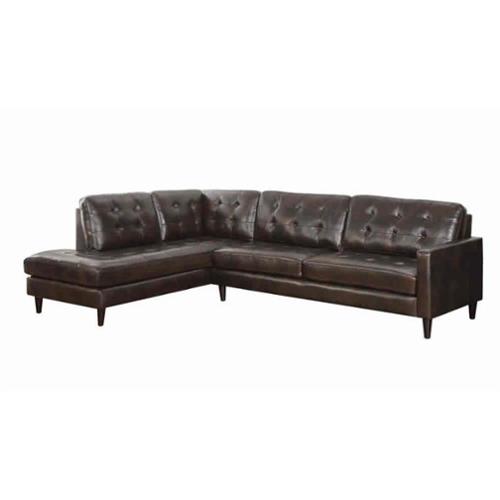 Coaster Leather Corner Faux Leather Sectional in Chocolate