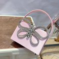 thumbnail image 3 of Mini bolsos tipo caja para mujer, bolso de mano de diseñador de lujo, novedad de 2023, en material satinado, con lazo y incrustaciones de diamantes de imitación, bolso de noche con giro, 3 of 5