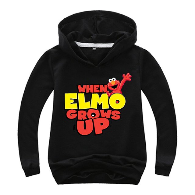 Ropa para niños, Sudadera con capucha con estampado de Elmo de Barrio Sésamo para niñas, camisetas de manga larga para niños, pulóver, abrigo para bebé, chándales 6T Gao Jinjia LED