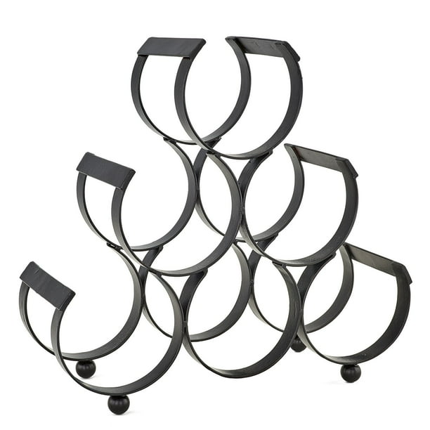 6 Bottle Iron Wine Rack, Matte Black