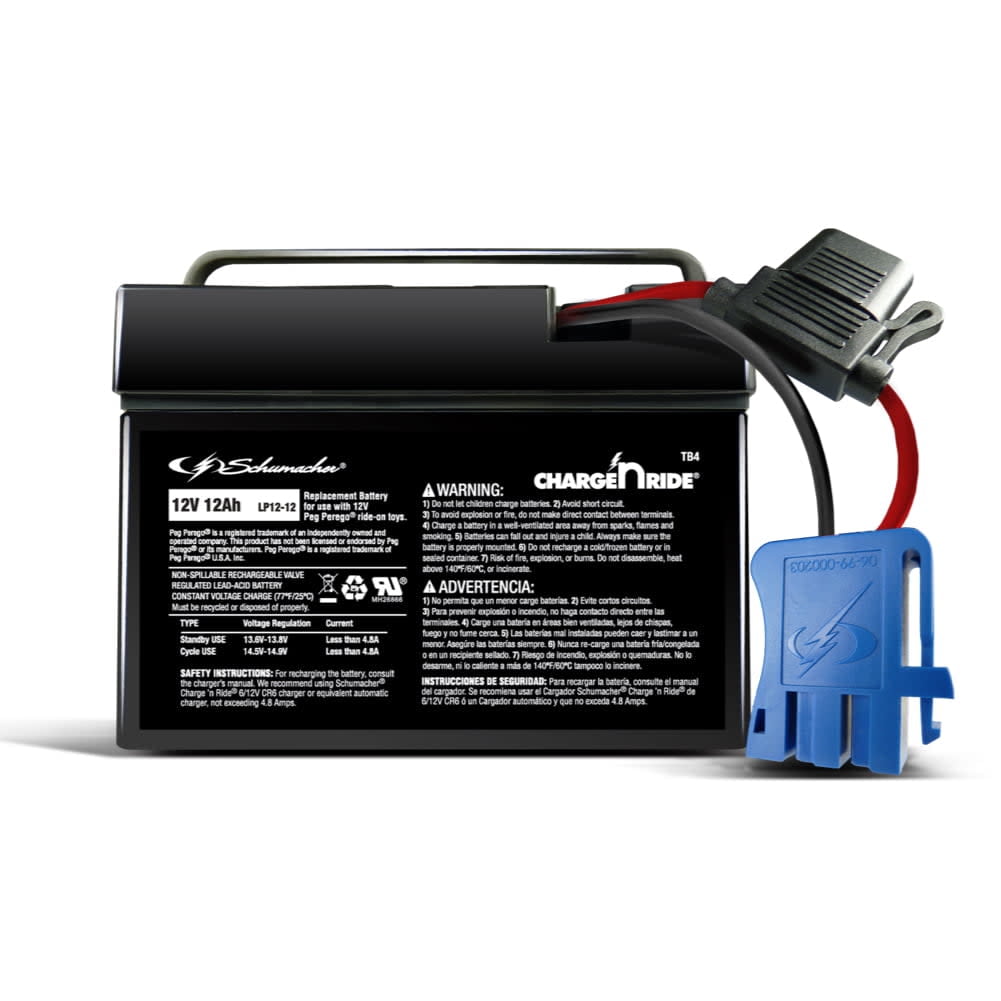 Schumacher Charge n Ride TB4 12-Volt Rechargeable Replacement Battery for Ride-on Toys, Compatible with Peg Perego
