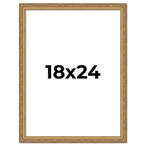 18x24 Frame Gold Solid Wood Picture Frame Width 1.25 Inches | Interior Frame Depth 0.375 Inches |