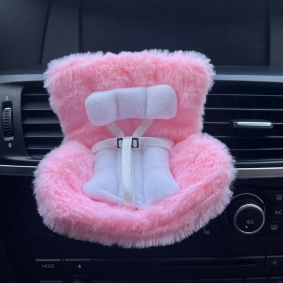 Sltwyw Car Seat for Dolls, Doll Car Seat with Air Vent Clip for 17cm Dolls, Decorative Sofa Seat with Soft Furry Cushion and Headrest for Car, Doll Toy Ornaments Accessories