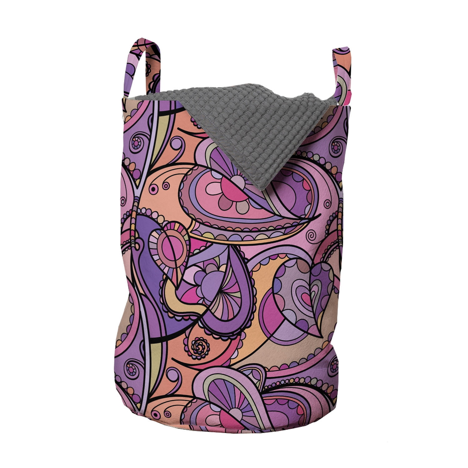 Abstract Laundry Bag, Soft Pastel Pink and Purple Tone Modern Style
