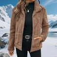 thumbnail image 3 of HTNBO Women's Fleece Jacket Women Full Zip Long Sleeve Lapel Collar Sherpa Coat Outerwear with Pockets, 3 of 4