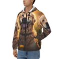 thumbnail image 3 of Wukai Sunset Daisy Dog Print Men's Zip-Up Hoodie,Fleece Full-Zip Hoodie for Men, Hooded Sweatshirt-Medium, 3 of 5