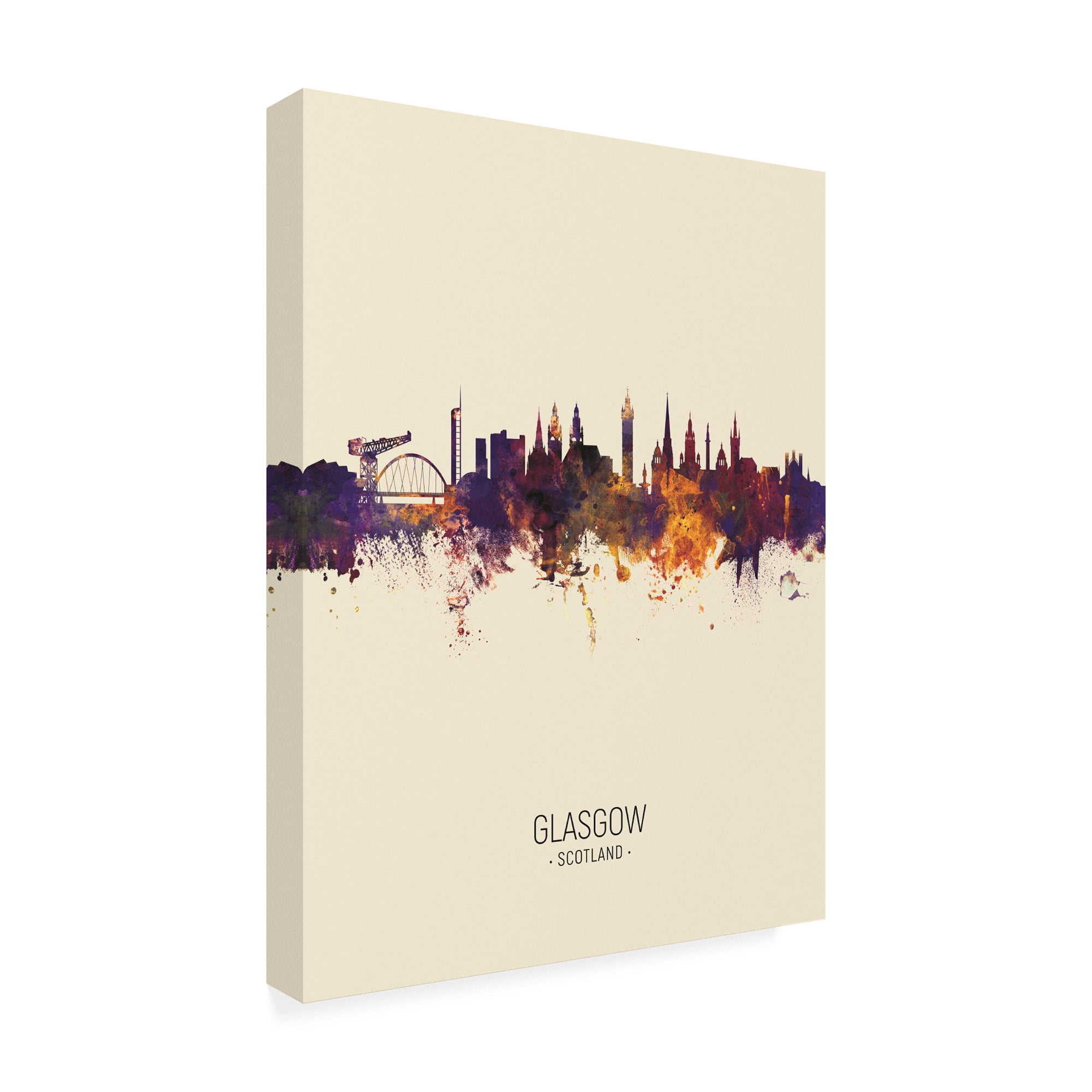 Trademark Fine Art 'Glasgow Scotland Skyline Portrait III' Canvas Art by Michael Tompsett