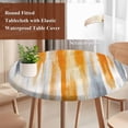 thumbnail image 4 of Orange Gray Round Tablecloth, Fitted Table Cover with Elastic for 45"-54" Round Tables, Retro Country Abstract Ombre Aesthetic Table Cloth Outdoor Indoor Dinning Party Waterproof Tablecloths, 4 of 7