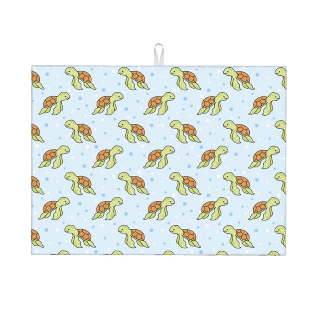 Fotbe Cartoon Sea Turtle Alfombrilla de Secado para Cocina con Estampado, 18x24 Pulgadas