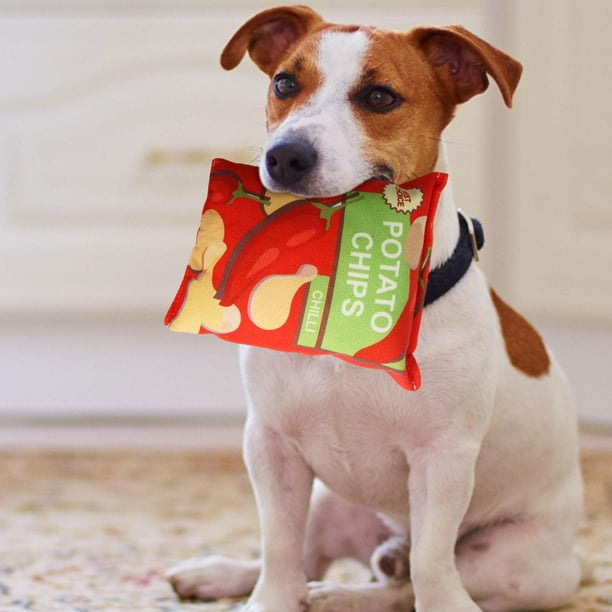 Dog Squeaky Food Plush Dog Toy Durable Wearable Soft Potato Chips