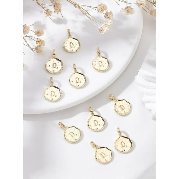 1set 10Pcs Alphabet Charms Initial Pendant for Jewelry DIY Necklace Earring Gold