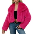thumbnail image 3 of QATAINLAV Womens Fashion Faux Fur Jacket Long Sleeve Fluffy Furry Warm Winter Coats Solid Color Casual Open Front Fleece Outerwear, Hot Pink, S, 3 of 10