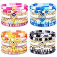 thumbnail image 1 of 28Pcs Preppy Heishi Surfer Bracelets Set Colorful Evil Eye Smile Happy Heart Star Beaded Stretch Y2K Bracelets Boho Disc Polymer Clay Pearl Stackable Layering Summer Beach Bohemian Bracelets Jewelry f, 1 of 1