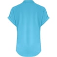 thumbnail image 3 of Xuboway Cotton linen tops for women Button Down Linen Shirt Short Sleeve Summer Casual Button Down V Neck Comfy Trendy Business Work Blouses, 3 of 4