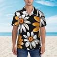 thumbnail image 2 of Balery Yellow White Daisy Pattern Camisas hawaianas de manga corta para hombre, camisas playeras de corte holgado, camisas de vacaciones con botones,XX-Large, 2 of 7