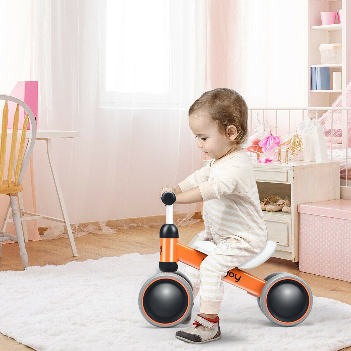 Babyjoy 4 Wheels Baby Balance Bike Children Walker No-Pedal Toddler Toys Rides Orange - image 3 of 10