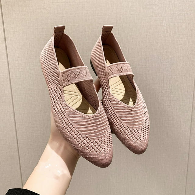 Cameland Chaussures Plates Décontractées pour Femmes à Enfiler, Confortables, à Bouche Peu Profonde, en Maille Aérée