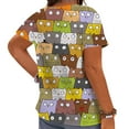 thumbnail image 2 of CLOOCL Crew Neck Blouse Cartoon Kitten 3D Printed Short Sleeve Tops Plus Size, 2 of 6