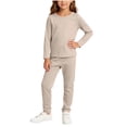 thumbnail image 3 of Acaics Boys And Girls Solid Long Sleeve Top And Pants Outfit Set Soft Cotton Casual Loungewear For Kids, 3 of 6