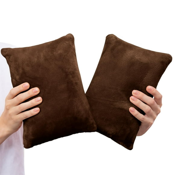 1 MIDDLE ONE 2 Pack Petit Oreiller, Mini Oreiller en Mousse à Mémoire de Forme 11 X 7 Pouces pour Voyage, Sommeil, Sieste et Cou, Genou, Soutien Lombaire, Petit Coussin pour Animal de Compagnie, Chiens (Marron)