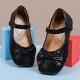 thumbnail image 2 of GiLiling Girls Mary Jane Flats, Square-Toe Bow Front Adjustable Strap, Soft Non-Slip Sole Flats Dressy Footwear for Parties Weddings (Black, 10.5-11 Years), 2 of 9