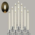 thumbnail image 1 of New 3D Flame Technology Window Candles, Ivory 10 inch LED Flameless Flickering Battery Candles with Remote/Timer Function(Warm White Light) - Set of 10, 1 of 7