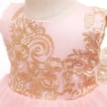 thumbnail image 4 of IBTOM CASTLE Lace Flower Girl Sequins Bow V-Back Tutu Dress for Kids Baby Christening Communion Birthday Party Wedding Dresses+Headwear 2-3 Years Pink 02, 4 of 8