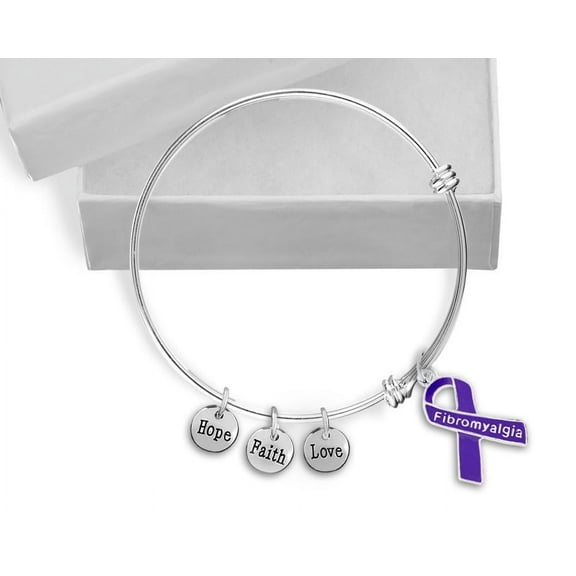 Fibromyalgia Purple Ribbon Retractable Bracelets