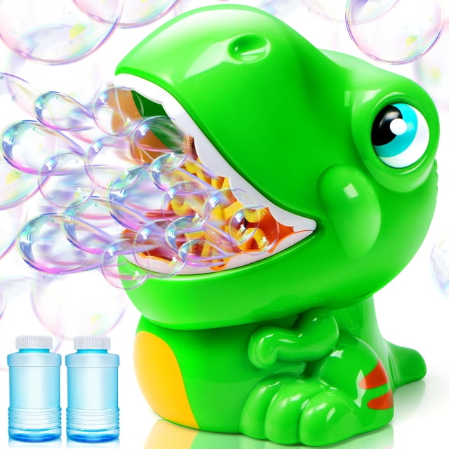 Máquina de burbujas JOYIN Dinosaur con 2 botellas de solución de 118 ml