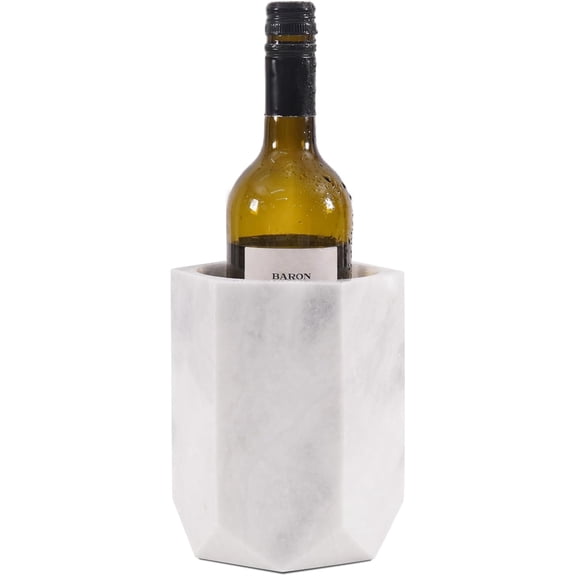 Elborse Marble Wine Chiller Bucket 6.5 inches White Handmade Beverage Cooler and Champagne bucket for Bar Accessories, Ideal Wine Bottle Holder and Small Cooler for Home Decoration