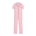 thumbnail image 7 of Meichang Pajama Sets for Women 2 Piece Short Sleeve Button Down Shirt and Long Pant Summer Sleepwear Soft Cozy Lounge Sets, 7 of 7