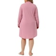 thumbnail image 3 of Camisa de noche de mujer plus size Agnes Orinda, pijama de manga larga cómoda 1X en color rosa, 3 of 6