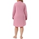 thumbnail image 3 of Camisa de noche para mujer de tallas grandes Agnes Orinda, pijama de manga larga cómoda 2X rosa, 3 of 6