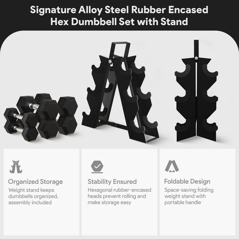 BalanceFrom 60 lb Rubber Coated Iron Dumbbell Set with Rack
