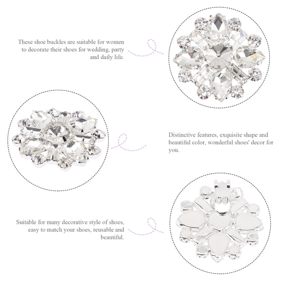 STRANDCHIC 1 Pair Shiny Rhinestone Decorative Shoe Clip Fashion Silver Composite Material for Party