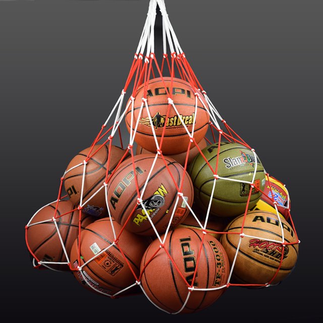 Bolsa De Baloncesto Bolsa de red de baloncesto con cordón de celosía, bolsas de almacenamiento de malla para llevar pelotas de juego multideportivas