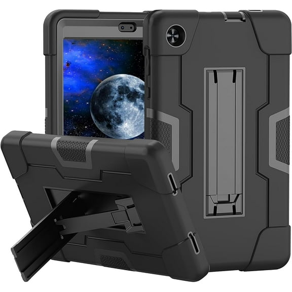 SOATUTO for Alcatel Joy Tab 2 8 inch Tablet Case, Shockproof Kids Friendly Rugged Sturdy Armmor Cover Case Built-in Kickstand for Alcatel Joy Tab 2 8 inch 2020 Model 9032Z Tablet (Black/Black)