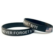 MALAYAN PRODUCTS 9-11 Never Forget Wristband 911 American Flag Thin Line Silicone Bracelet Twin Towers World Trade center Memorial (2-pack) By Malayan