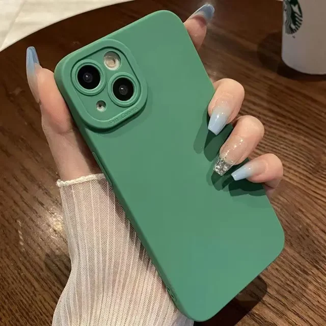 Highend Black Shockproof Silicone TPU Phone Case For iPhone 15 14 13 12 11 Pro Max X XS XR 78 Plus Men Protectiv Lens Back Cover Green iPhone 12 Mini