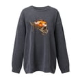 thumbnail image 3 of Blusa holgada de manga larga con estampado de otoño para mujer, suéter informal con cuello redondo, Tops, sudadera Fridja  fjkfkj7166, 3 of 4