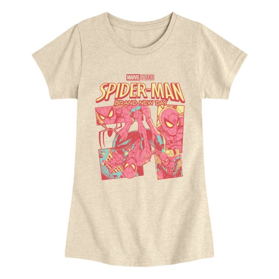 Spider-Man - Femme Comic Book Panels Fitted Short Sleeve Graphic T-Shirt