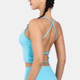 thumbnail image 3 of Vedolay Tube Top Women Basic Crew Neck Crop Tank Top Solid Rib-Knit Binding Crop Top,Blue M, 3 of 5
