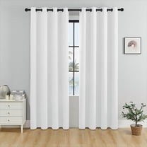 White 100% Blackout Curtains 84 Inch 2 Panels, Luxury Thermal Insulated Curtains for Bedroom Living Room, Soundproof Blackout Window Drapes, Rod Pocket (52W x 84L)