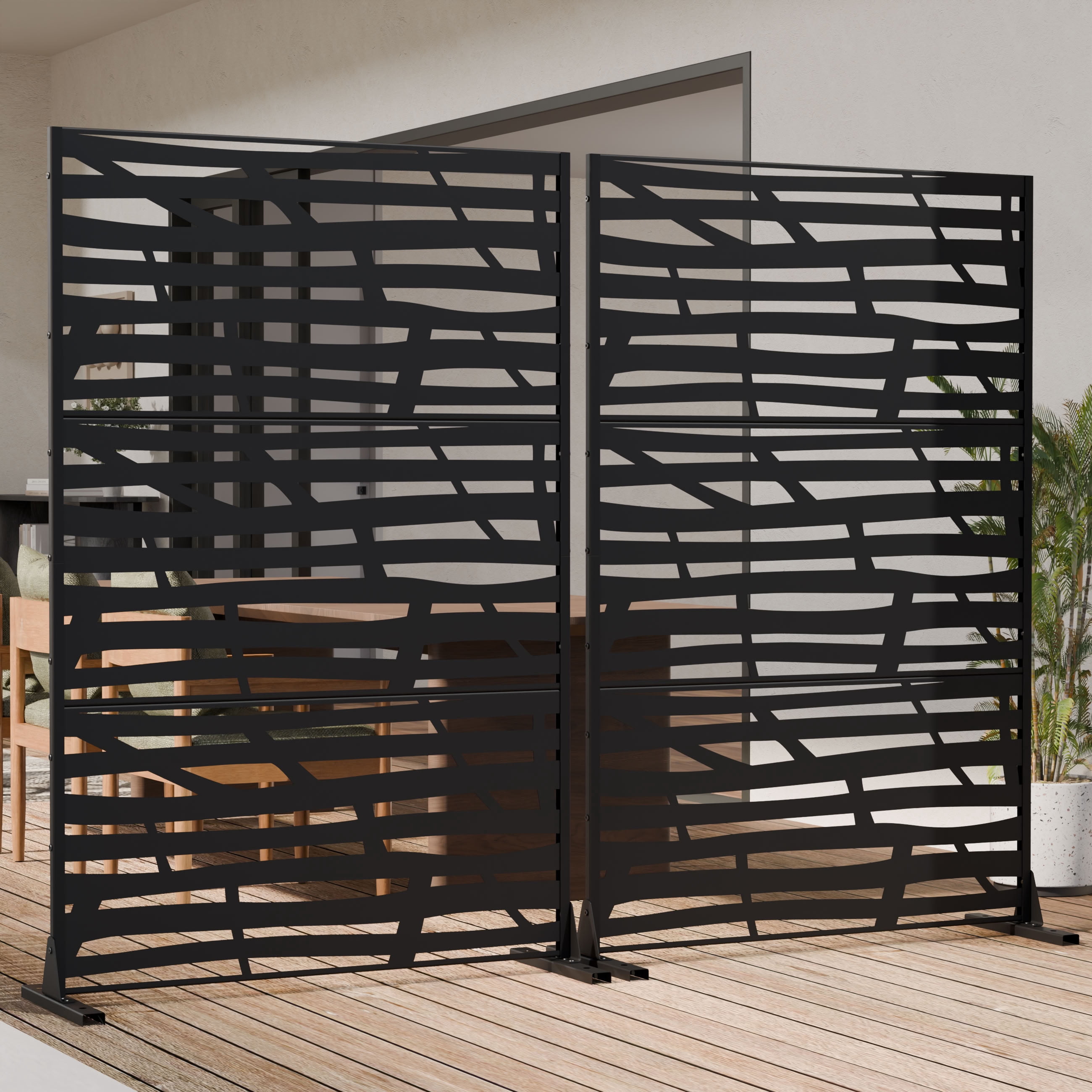 MAYEERTY 72*47in Outdoor Privacy Screen, Weatherproof Metal Privacy Panel, Privacy Divider for Patio, Balcony, Backyard, Garden